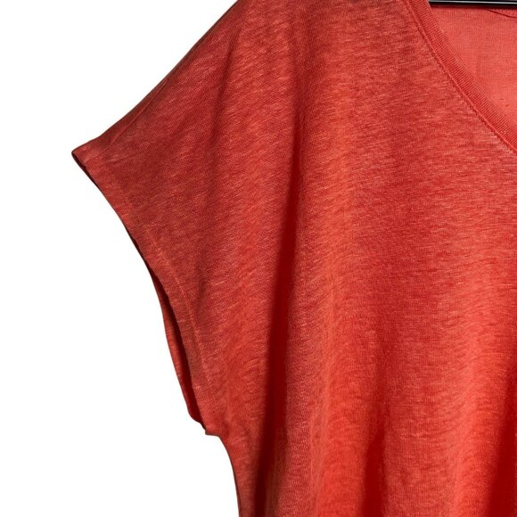 Rachel Zoe 100% Linen XL Blouse Loose Fit Top Stretch Orange Summer Lightweight - Picture 5 of 7
